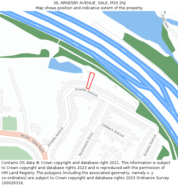 39, ARNESBY AVENUE, SALE, M33 2NJ: Location map and indicative extent of plot