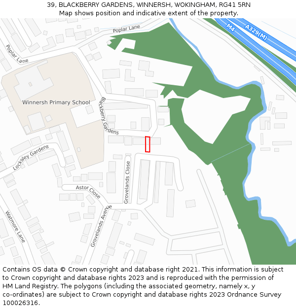 39, BLACKBERRY GARDENS, WINNERSH, WOKINGHAM, RG41 5RN: Location map and indicative extent of plot