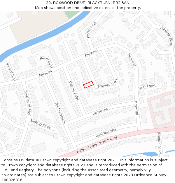 39, BOXWOOD DRIVE, BLACKBURN, BB2 5AN: Location map and indicative extent of plot