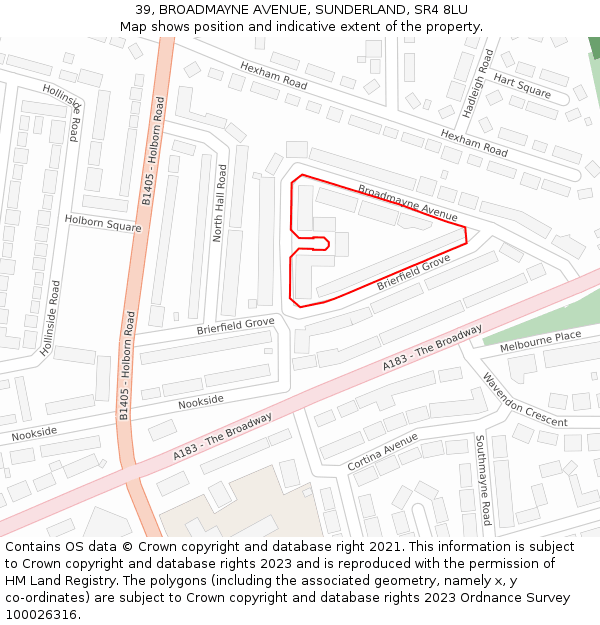 39, BROADMAYNE AVENUE, SUNDERLAND, SR4 8LU: Location map and indicative extent of plot