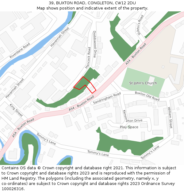 39, BUXTON ROAD, CONGLETON, CW12 2DU: Location map and indicative extent of plot