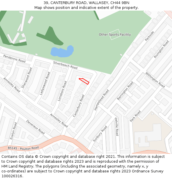 39, CANTERBURY ROAD, WALLASEY, CH44 9BN: Location map and indicative extent of plot