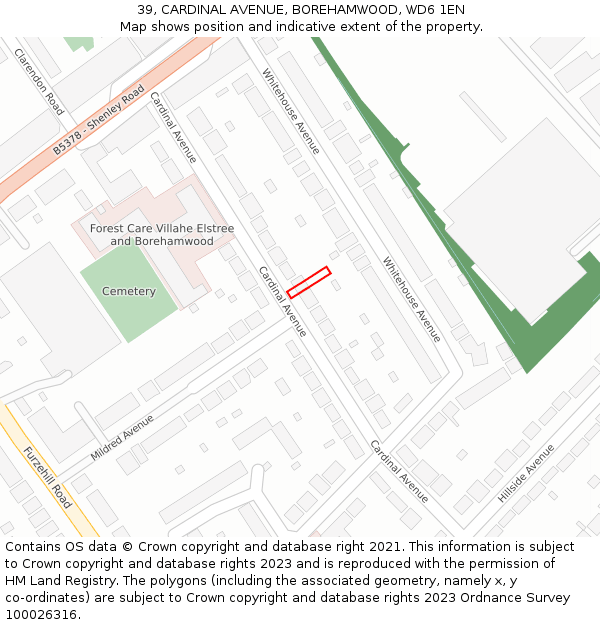 39, CARDINAL AVENUE, BOREHAMWOOD, WD6 1EN: Location map and indicative extent of plot