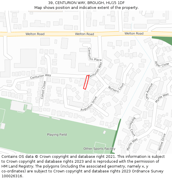 39, CENTURION WAY, BROUGH, HU15 1DF: Location map and indicative extent of plot