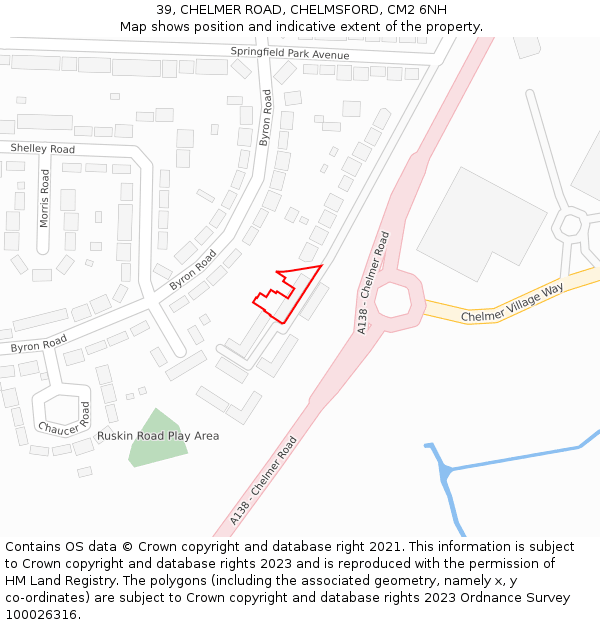 39, CHELMER ROAD, CHELMSFORD, CM2 6NH: Location map and indicative extent of plot