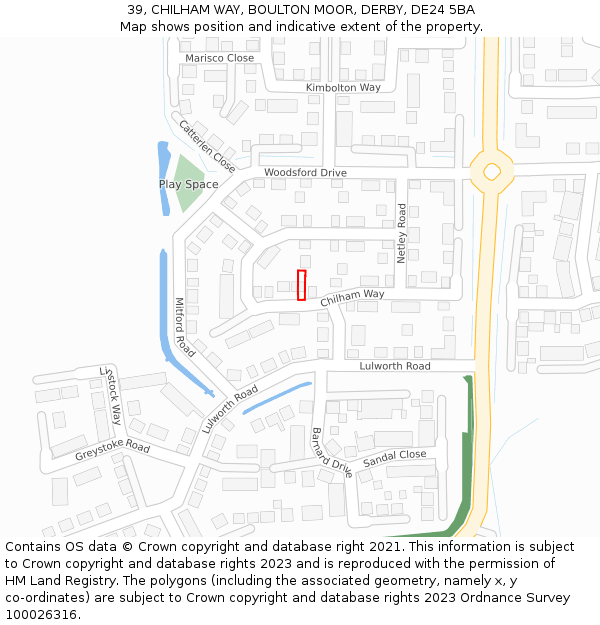39, CHILHAM WAY, BOULTON MOOR, DERBY, DE24 5BA: Location map and indicative extent of plot