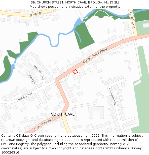 39, CHURCH STREET, NORTH CAVE, BROUGH, HU15 2LJ: Location map and indicative extent of plot