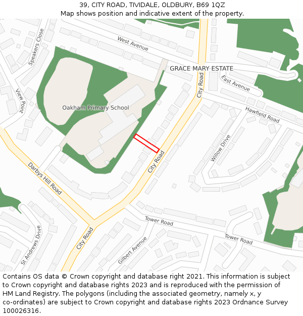 39, CITY ROAD, TIVIDALE, OLDBURY, B69 1QZ: Location map and indicative extent of plot