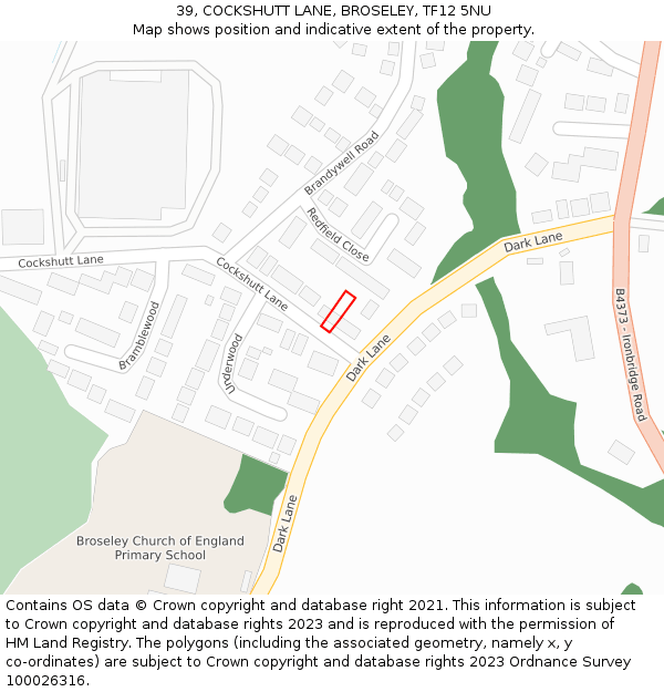 39, COCKSHUTT LANE, BROSELEY, TF12 5NU: Location map and indicative extent of plot