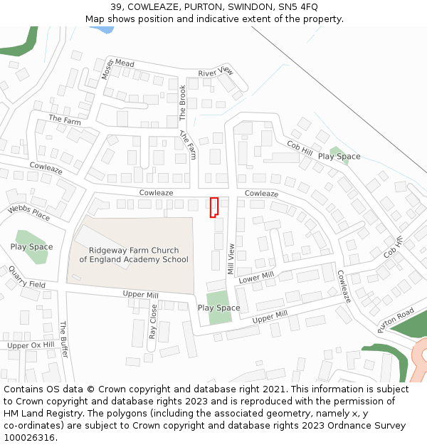 39, COWLEAZE, PURTON, SWINDON, SN5 4FQ: Location map and indicative extent of plot