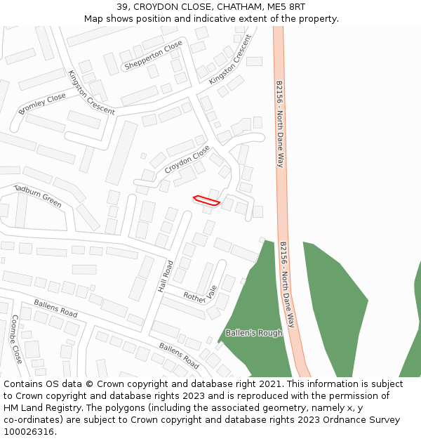 39, CROYDON CLOSE, CHATHAM, ME5 8RT: Location map and indicative extent of plot