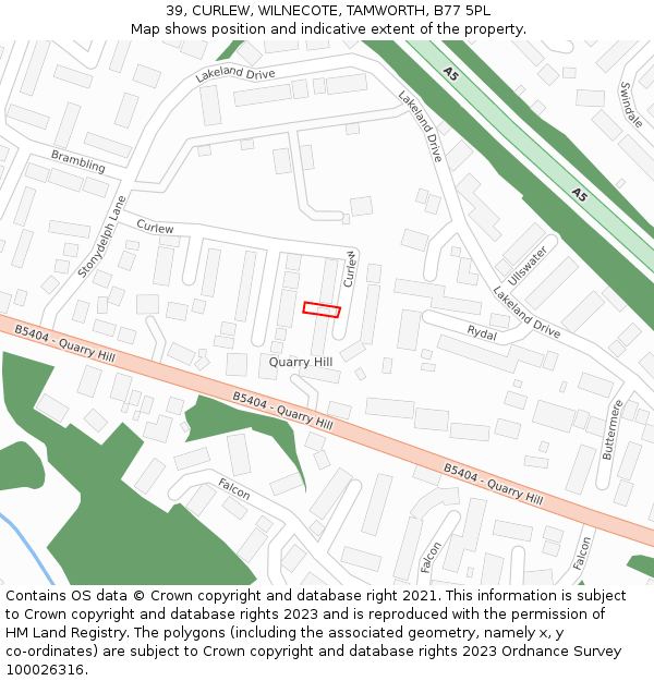 39, CURLEW, WILNECOTE, TAMWORTH, B77 5PL: Location map and indicative extent of plot