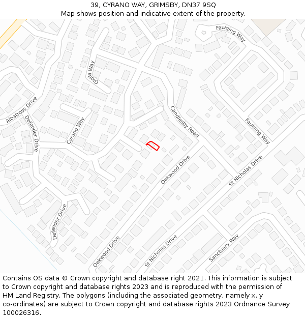 39, CYRANO WAY, GRIMSBY, DN37 9SQ: Location map and indicative extent of plot