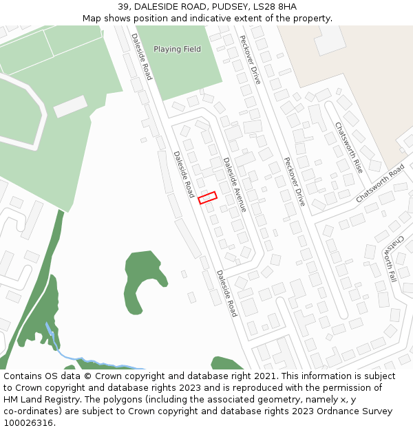 39, DALESIDE ROAD, PUDSEY, LS28 8HA: Location map and indicative extent of plot
