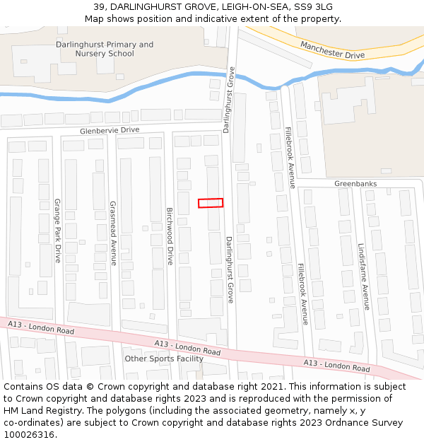 39, DARLINGHURST GROVE, LEIGH-ON-SEA, SS9 3LG: Location map and indicative extent of plot