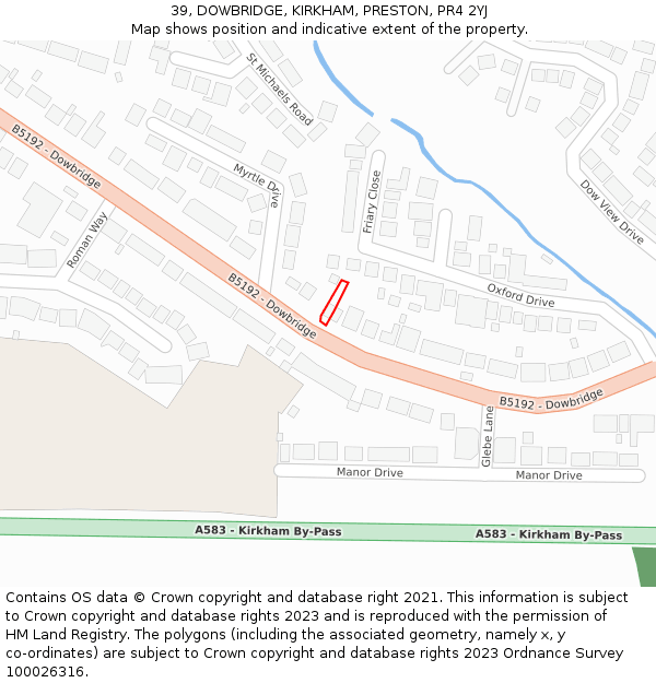 39, DOWBRIDGE, KIRKHAM, PRESTON, PR4 2YJ: Location map and indicative extent of plot