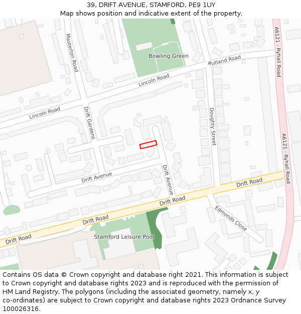 39, DRIFT AVENUE, STAMFORD, PE9 1UY: Location map and indicative extent of plot