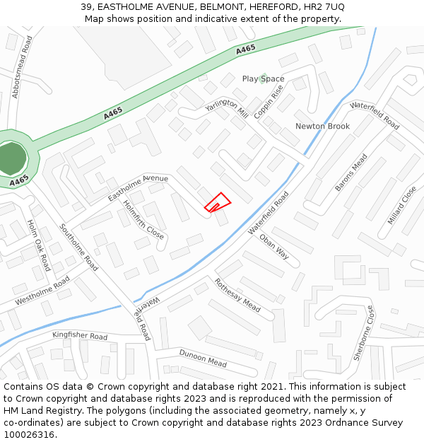 39, EASTHOLME AVENUE, BELMONT, HEREFORD, HR2 7UQ: Location map and indicative extent of plot