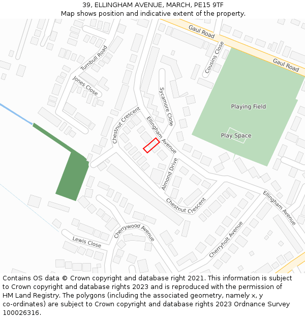 39, ELLINGHAM AVENUE, MARCH, PE15 9TF: Location map and indicative extent of plot