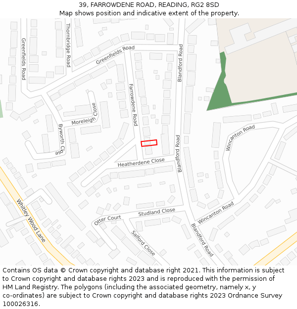 39, FARROWDENE ROAD, READING, RG2 8SD: Location map and indicative extent of plot