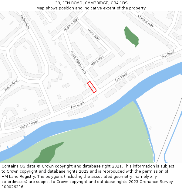 39, FEN ROAD, CAMBRIDGE, CB4 1BS: Location map and indicative extent of plot