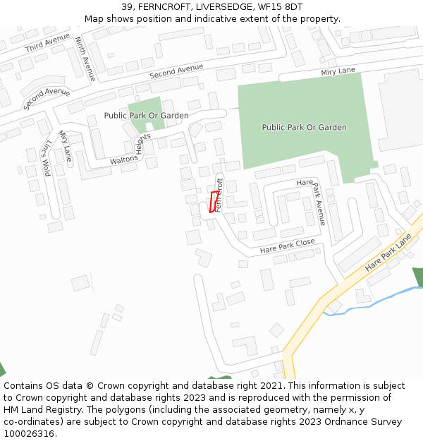 39, FERNCROFT, LIVERSEDGE, WF15 8DT: Location map and indicative extent of plot