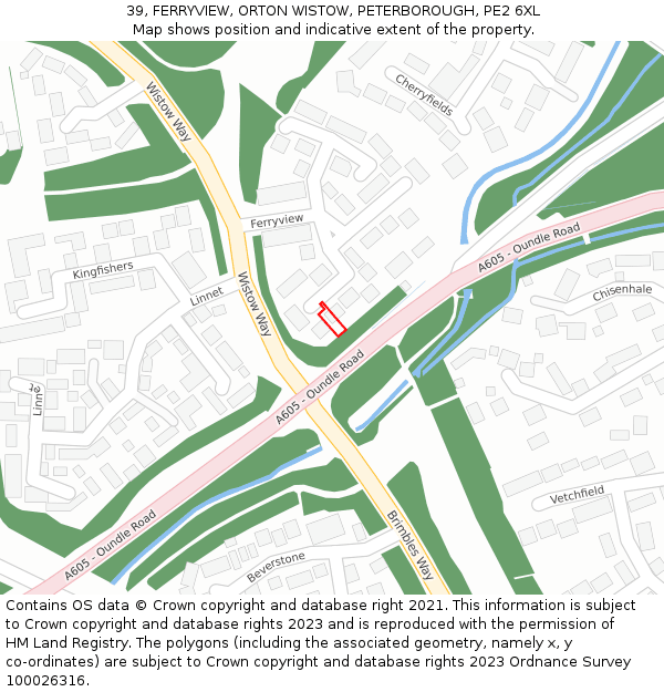 39, FERRYVIEW, ORTON WISTOW, PETERBOROUGH, PE2 6XL: Location map and indicative extent of plot