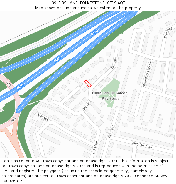 39, FIRS LANE, FOLKESTONE, CT19 4QF: Location map and indicative extent of plot
