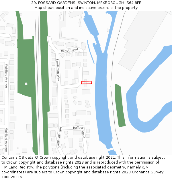 39, FOSSARD GARDENS, SWINTON, MEXBOROUGH, S64 8FB: Location map and indicative extent of plot