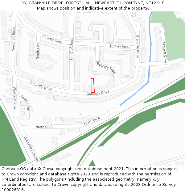 39, GRANVILLE DRIVE, FOREST HALL, NEWCASTLE UPON TYNE, NE12 9LB: Location map and indicative extent of plot