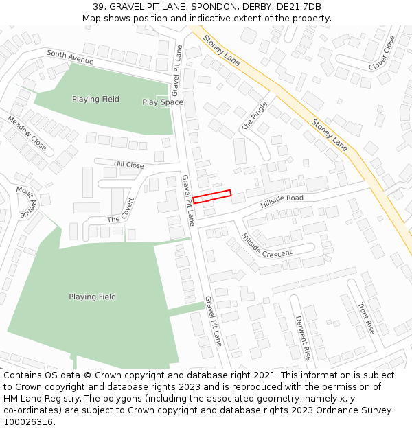 39, GRAVEL PIT LANE, SPONDON, DERBY, DE21 7DB: Location map and indicative extent of plot