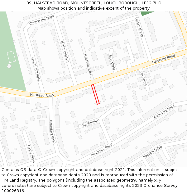 39, HALSTEAD ROAD, MOUNTSORREL, LOUGHBOROUGH, LE12 7HD: Location map and indicative extent of plot