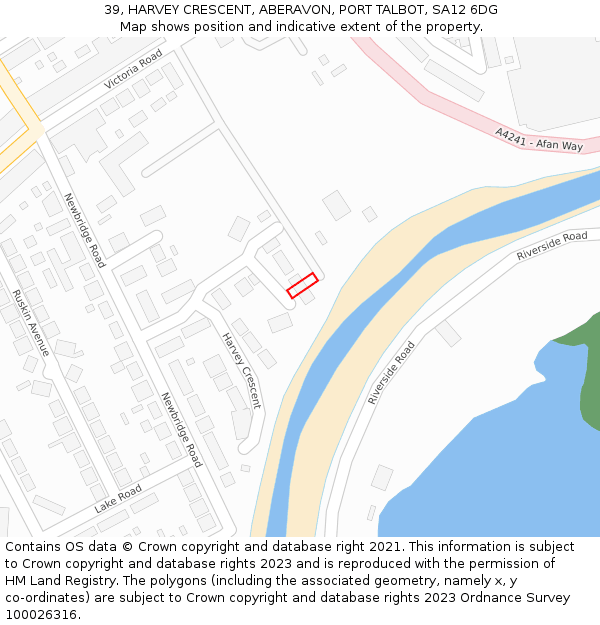 39, HARVEY CRESCENT, ABERAVON, PORT TALBOT, SA12 6DG: Location map and indicative extent of plot