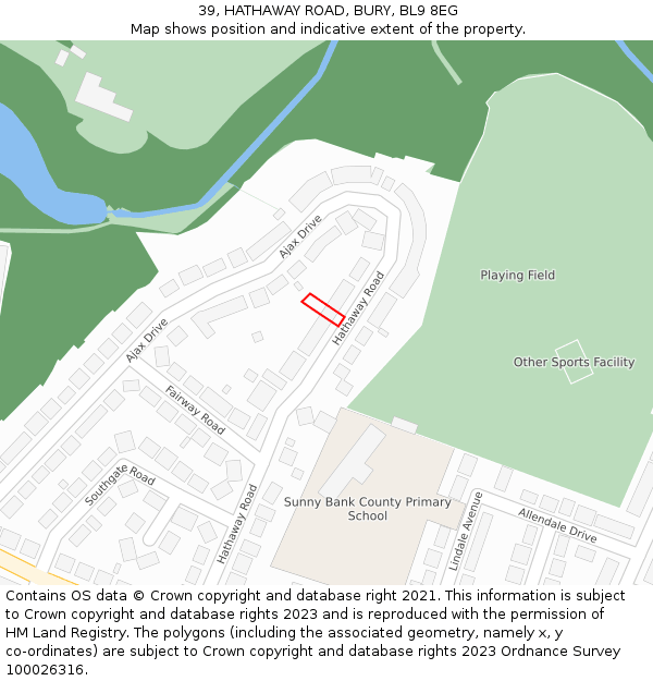 39, HATHAWAY ROAD, BURY, BL9 8EG: Location map and indicative extent of plot