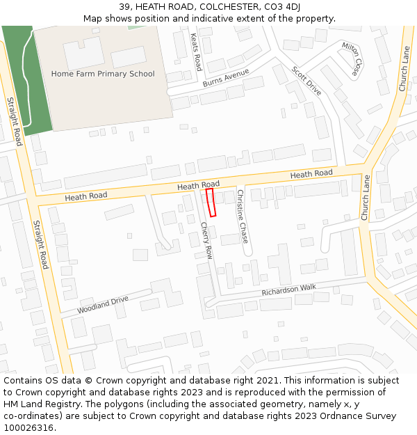 39, HEATH ROAD, COLCHESTER, CO3 4DJ: Location map and indicative extent of plot