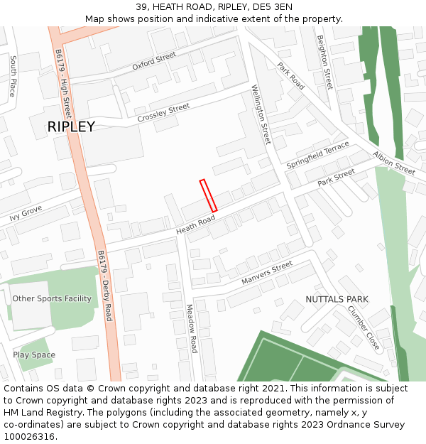 39, HEATH ROAD, RIPLEY, DE5 3EN: Location map and indicative extent of plot