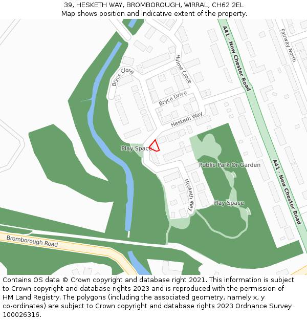 39, HESKETH WAY, BROMBOROUGH, WIRRAL, CH62 2EL: Location map and indicative extent of plot