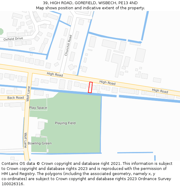 39, HIGH ROAD, GOREFIELD, WISBECH, PE13 4ND: Location map and indicative extent of plot