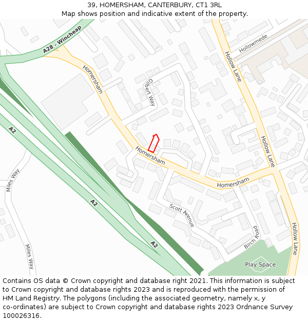 39, HOMERSHAM, CANTERBURY, CT1 3RL: Location map and indicative extent of plot