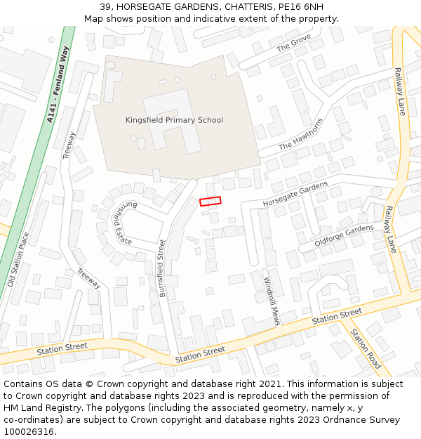 39, HORSEGATE GARDENS, CHATTERIS, PE16 6NH: Location map and indicative extent of plot
