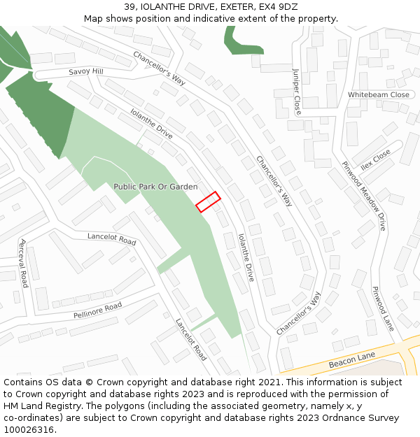 39, IOLANTHE DRIVE, EXETER, EX4 9DZ: Location map and indicative extent of plot