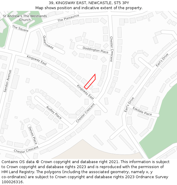 39, KINGSWAY EAST, NEWCASTLE, ST5 3PY: Location map and indicative extent of plot