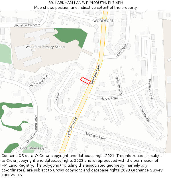 39, LARKHAM LANE, PLYMOUTH, PL7 4PH: Location map and indicative extent of plot
