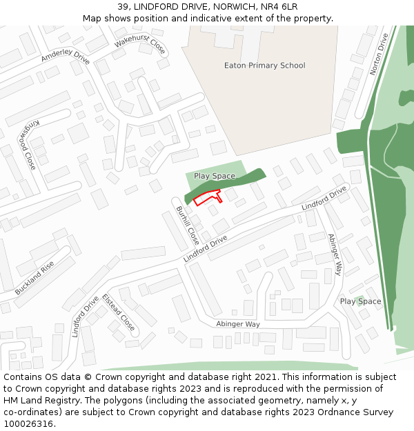 39, LINDFORD DRIVE, NORWICH, NR4 6LR: Location map and indicative extent of plot