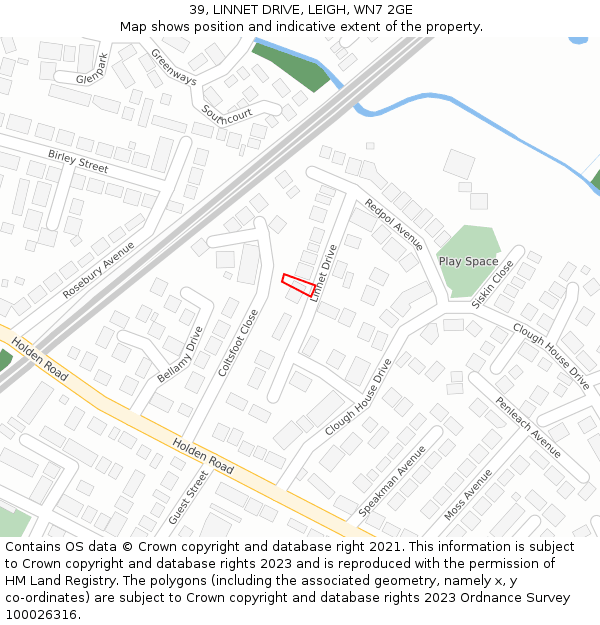 39, LINNET DRIVE, LEIGH, WN7 2GE: Location map and indicative extent of plot