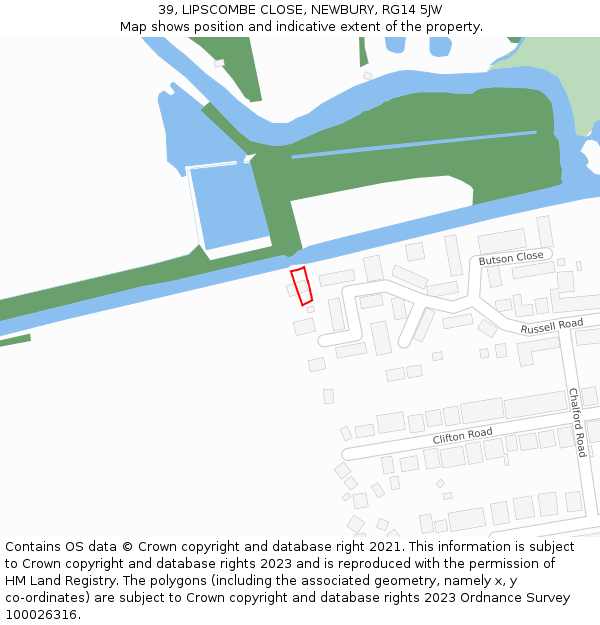 39, LIPSCOMBE CLOSE, NEWBURY, RG14 5JW: Location map and indicative extent of plot
