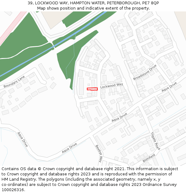 39, LOCKWOOD WAY, HAMPTON WATER, PETERBOROUGH, PE7 8QP: Location map and indicative extent of plot