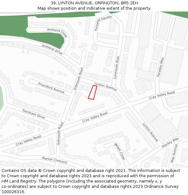 39, LYNTON AVENUE, ORPINGTON, BR5 2EH: Location map and indicative extent of plot