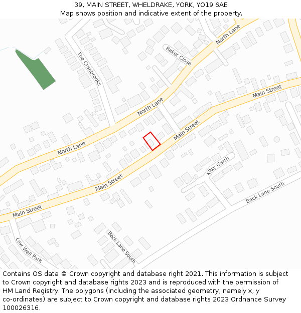 39, MAIN STREET, WHELDRAKE, YORK, YO19 6AE: Location map and indicative extent of plot