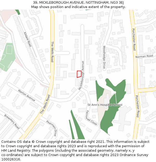 39, MICKLEBOROUGH AVENUE, NOTTINGHAM, NG3 3EJ: Location map and indicative extent of plot